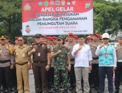 Dandim 1301/Sangihe Hadiri Apel Gelar Pergeseran Pasukan Dalam Rangka Pengamanan Pemungutan Suara, Pilkada 2024