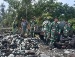 Lansir Material Batu Ke Titik Sasaran, Kegiatan Pra TMMD Ke-124 Kodim 1301/Sangihe